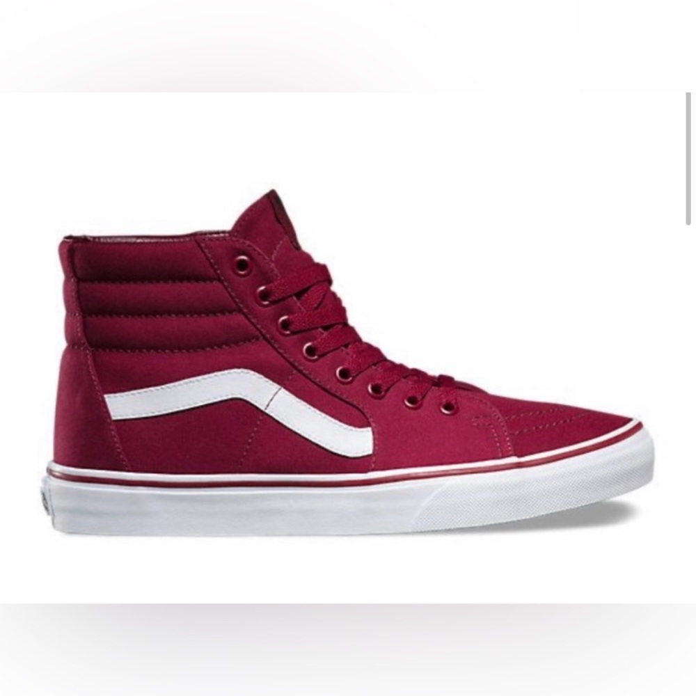 Vans Burgundy and White High-Top Sneakers